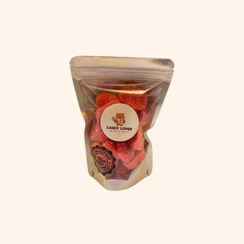 Halal Mini’s Snoeptraktatie – Sour Strawberry Filled Hearts